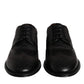 Dolce & Gabbana Black Embroidered Classic Leather Derby Dress Shoes