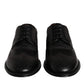 Dolce & Gabbana Black Embroidered Classic Leather Derby Dress Shoes