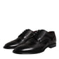 Dolce & Gabbana Black Embroidered Classic Leather Derby Dress Shoes