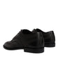 Dolce & Gabbana Black Embroidered Classic Leather Derby Dress Shoes