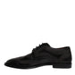 Dolce & Gabbana Black Embroidered Classic Leather Derby Dress Shoes