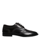 Dolce & Gabbana Black Embroidered Classic Leather Derby Dress Shoes