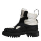 Dolce & Gabbana Black White Padded Mid Calf Lace Up Boots Shoes