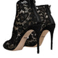 Dolce & Gabbana Black Floral Lace Heels Ankle Boots Shoes