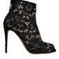 Dolce & Gabbana Black Floral Lace Heels Ankle Boots Shoes