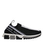 Dolce & Gabbana Black White Slip On Sorrento Sneakers Shoes