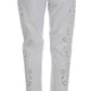 Dolce & Gabbana Elegant White Floral Cutout Dress Pants