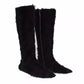 Dolce & Gabbana Black Xiangao Lamb Fur Leather Boots Shoes