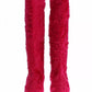 Dolce & Gabbana Pink Lamb Fur Leather Flat Boots Shoes
