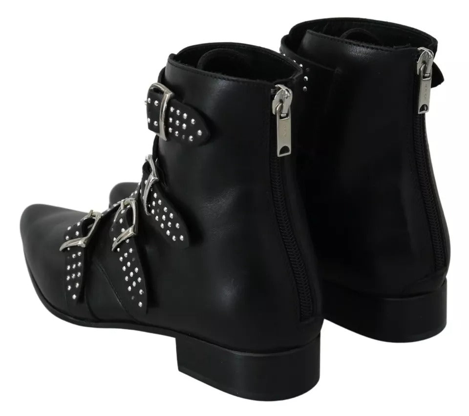 Dondup Black Fashion Buckled Zipper Ankle Boots Shoes