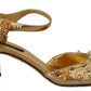 Dolce & Gabbana Gold Studs Vally Slingback Sandals Shoes
