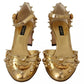 Dolce & Gabbana Gold Studs Vally Slingback Sandals Shoes