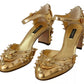 Dolce & Gabbana Gold Studs Vally Slingback Sandals Shoes