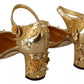 Dolce & Gabbana Gold Studs Vally Slingback Sandals Shoes