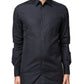 Dolce & Gabbana Dark Blue GOLD Cotton Long Sleeves Dress Shirt