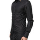 Dolce & Gabbana Black GOLD Cross Embellished Men Dress Shirt