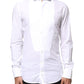 Dolce & Gabbana White GOLD Cotton Poplin Bib Formal Men Dress Shirt