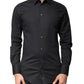 Dolce & Gabbana Black Cotton GOLD Long Sleeves Dress Shirt