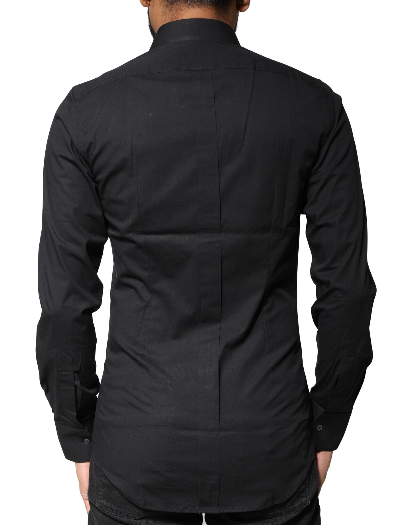 Dolce & Gabbana Black Cotton GOLD Long Sleeves Dress Shirt