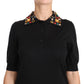 Dolce & Gabbana Elegant Black Cashmere Sequin Collar Top