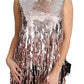 Dolce & Gabbana Golden Pink Sequined Fringe Elegance Top