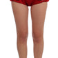 Dolce & Gabbana Red Silk Crystal-Embellished Mini Shorts