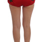 Dolce & Gabbana Red Silk Crystal-Embellished Mini Shorts