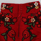 Dolce & Gabbana Glamorous Red Silk Floral Embroidered Shorts