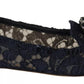 Dolce & Gabbana Blue Crystal Loafer Lace Ballet Flats Shoes