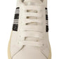 Marc Jacobs White Leather Crystal Embellished Sneakers Shoes