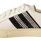 Marc Jacobs White Leather Crystal Embellished Sneakers Shoes