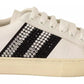 Marc Jacobs White Leather Crystal Embellished Sneakers Shoes