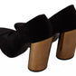 Jil Sander Black Leather Suede Block Heels Pumps Shoes