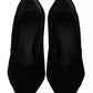 Jil Sander Black Leather Suede Block Heels Pumps Shoes