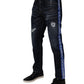 Dolce & Gabbana Dark Blue Cotton Tattered Skinny Denim Jeans