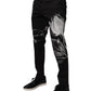 Dolce & Gabbana Black Cotton Floral Skinny Dress Pants