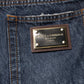 Dolce & Gabbana Beige Blue Floral Cotton Men Denim Jeans