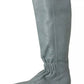Valentino Blue Leather Elastic Flats Pull On Knee High Boots Shoes