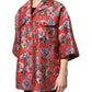 Dolce & Gabbana Red Floral Jacquard Button Down Coat Jacket