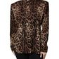 Dolce & Gabbana Brown Leopard Silk Button Down Coat Jacket
