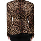 Dolce & Gabbana Brown Leopard Silk Button Down Coat Jacket