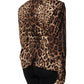 Dolce & Gabbana Brown Leopard Silk Button Down Coat Jacket