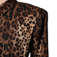 Dolce & Gabbana Brown Leopard Silk Button Down Coat Jacket