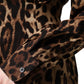 Dolce & Gabbana Brown Leopard Silk Button Down Coat Jacket