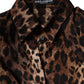 Dolce & Gabbana Brown Leopard Silk Button Down Coat Jacket