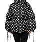 Dolce & Gabbana Black White Polka Dot Full Zip Puffer Jacket