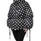 Dolce & Gabbana Black White Polka Dot Full Zip Puffer Jacket