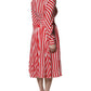 Dolce & Gabbana White Red Stripes Long Sleeves Midi Dress