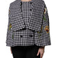 Dolce & Gabbana Black White Monochrome Patterned Floral Cape Jacket