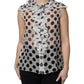 Dolce & Gabbana White Black Polka Dot Cotton Sleeveless Top